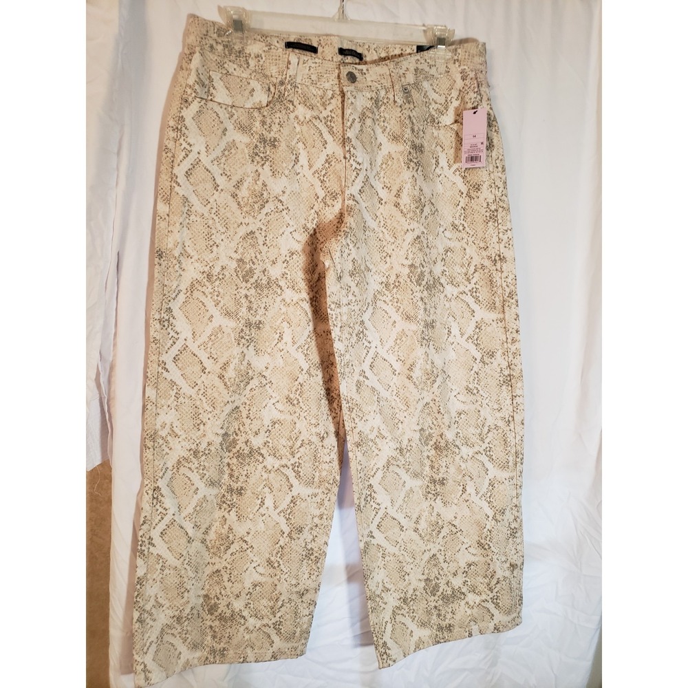 Women's Wild Fable Snakeskin Print Rigid Low Rise Baggy Jeans Size 14R